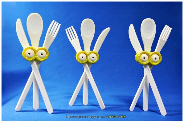minions eyes-cutlery set by mingshiuan99 countertopchallenge cutlery eyes kitchen spoon 3d print model - Mito3D