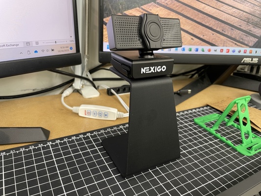 webcam stand - 100mm tall by hollingsworth design camera video mount supportless cameramount easy accessory tripod quick cam conference nosupports zoom meeting nexigo teams 3d print model - Mito3D