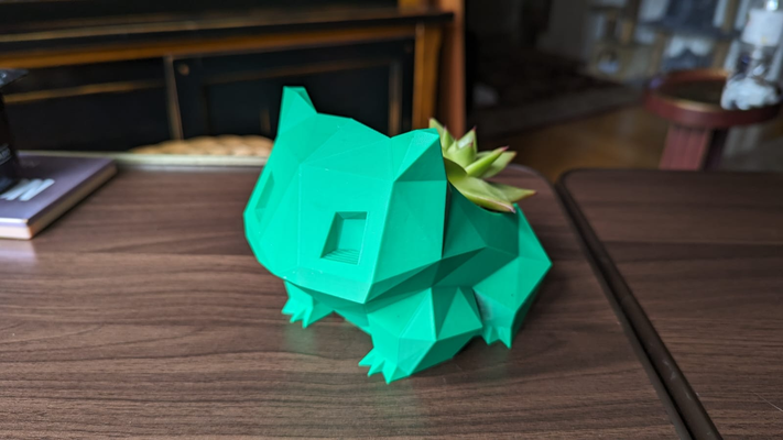 polyu bulbasaur planter remixed by smooth pokemon lowpoly plant container plantholder toy animal water outdoor garden flower art halloween spooky 3d print model - Mito3D