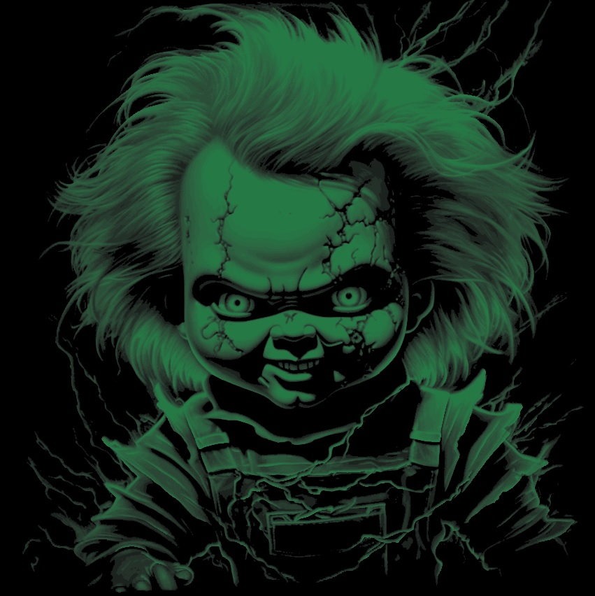 glowing - chucky 1 by madness3d midjourney hueforge hueforged halloween 2023 art glow in dark 3D print model - Mito3D