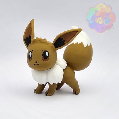 retro eevee - pok mon artwork by ixpatch cat pokemon animal game gaming videogame cute eeveelution creature starter fox nostalgia furry normal 3d print model - Mito3D