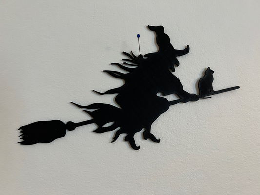a witch cat on broomstick by xor-3dpr 3d print model - Mito3D