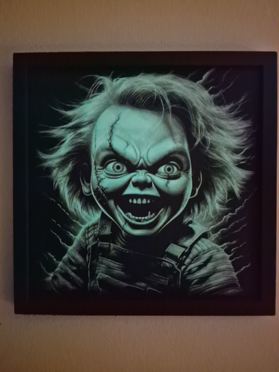 glowing - chucky 2 by madness3d midjourney hueforge hueforged halloween 2023 art glow in dark 3d print model - Mito3D