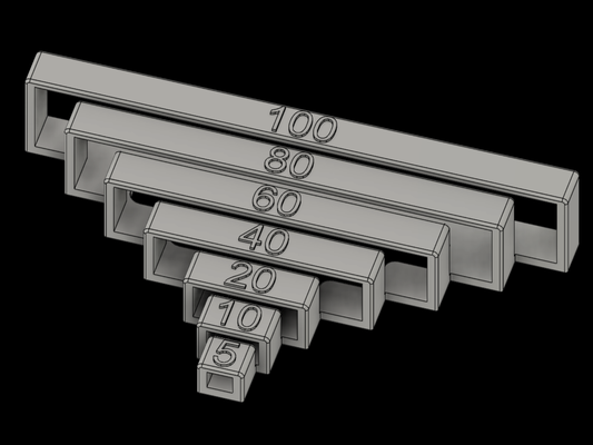 ponte test 5 to 100 mm by tridenso testprint alimentatore banco 3d print model - Mito3D