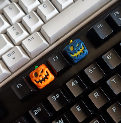 pumpkin keycap - halloween by hiko 3d keycaps keyboard artisan mechanical pc miniature art monster 3d print model - Mito3D