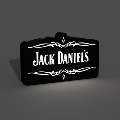 jack daniel's logo boite lumière led lampe by braga3dprint daniels whisky marque ledbox boîte ams multicolore couche luminaire 3d print model - Mito3D