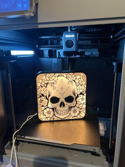 day of dead - skull flowers lightbox by love prints art halloween scary light cinco de mayo 3d print model - Mito3D