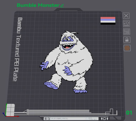 2d bumble monstro or abominável boneco neve by wizard7741 rudolph rena 3d print model - Mito3D