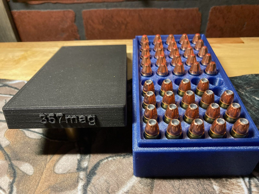 357 magnum ammo case - 50 rounds by kickin hobby & diy sport outdoors 357mag 357magnum mag box ammunition rifle hunting 3d print model - Mito3D