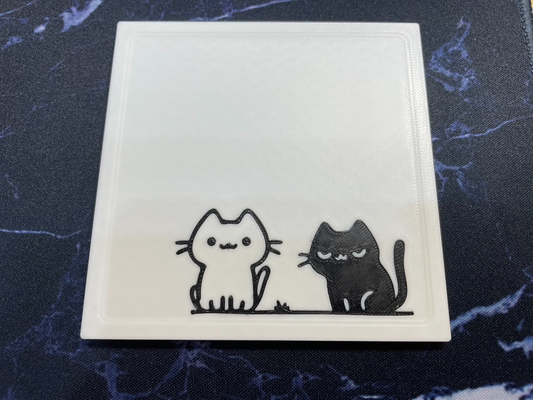 siyah kedi beyaz bardak altlıkları by mail iou ev halkı şenlikler altlığı şirin 3d print model - Mito3D