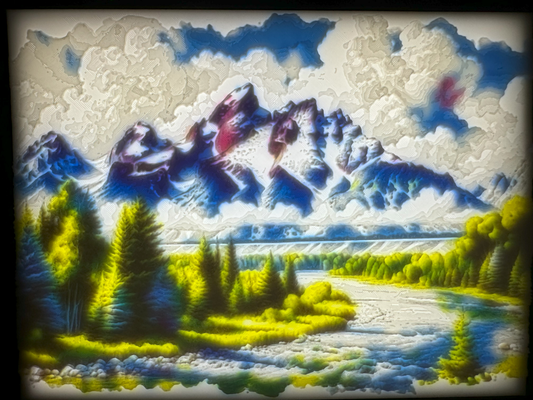 litofano teton by mikethespike arte 2d cmyk 2dart caixa luz clara natureza arvores rio montanhas grand parque nacional 3d print model - Mito3D