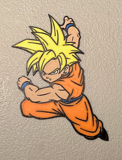 multicolore goku aimant by ouah art 2d dragon ball 3d print model - Mito3D