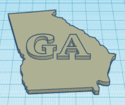georgia state abbreviation text ga remixed by uingram education geography 3d print model - Mito3D