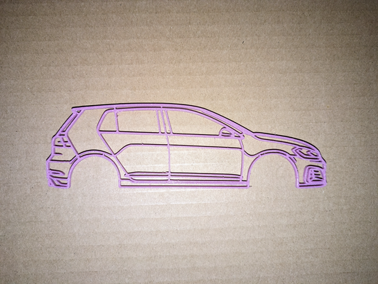 vw golf 7 gti silhouette no wheels by cruse2382 art 2d volkswagen wall 3d print model - Mito3D