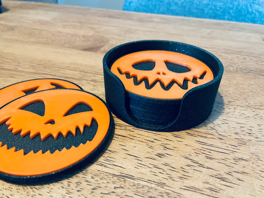 spooky halloween pumpkin coasters - table caddy remixed by filamently household decor 3d print model - Mito3D