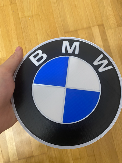 bmw logo by maximiliano zupanic arte 2d logotipo quemado mercedes toyota nissan jdm pared insignia 3d print model - Mito3D