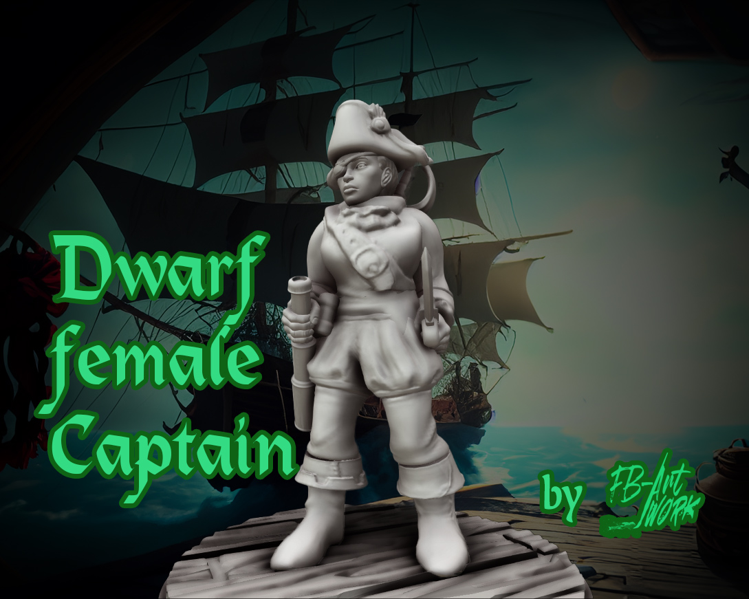 dnd miniatura nano femmina capitano by fb artwork miniature dndmini dndminiature dndprop 3D print model - Mito3D