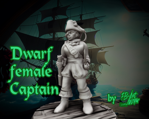 dnd miniature nain femelle capitaine by fb artwork miniatures dndmini dndminiature dndprop 3d print model - Mito3D