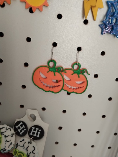 pumpkin earring by gabslacer fashion models halloween earrings 3d print model - Mito3D