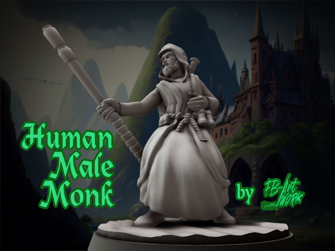 dnd miniature human male monk by fb-artwork miniatures people dndmini dndminiature dndprop 3D print model - Mito3D