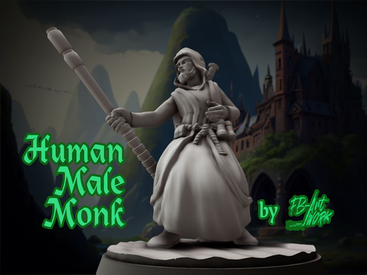 dnd miniatura umano maschio monaco by fb artwork miniature dndmini dndminiature dndprop 3d print model - Mito3D