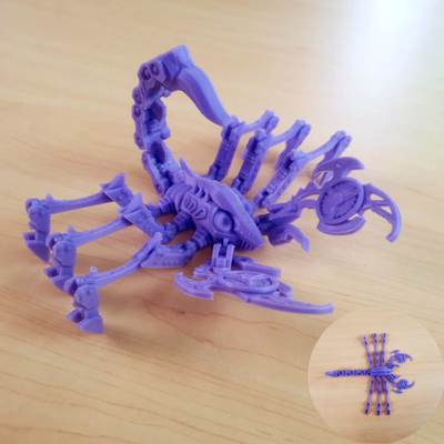 cyber scorpion print in place by gros assiette poulet art sculptures sci mécanique conception créatif jouet articulé 3d print model - Mito3D