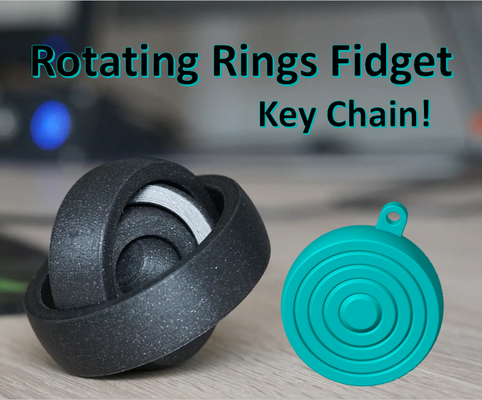 rotating rings fidget toy key chain version remixed by diggle toys & games spin fun easy ornament 3d print model - Mito3D