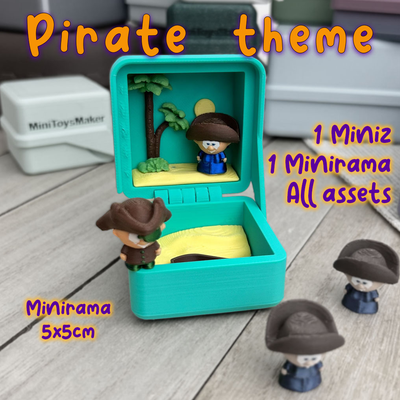 pirate - minirama 5x5 by minitoysmaker toys & games characters toy pollypocket figurine miniz christmas thanksgiving 3d print model - Mito3D