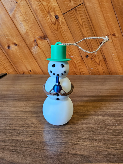 stoned snowman christmas ornament by we3d models household festivities chrismas xmas 2023 ornamanet ornaments tree snow man frosty bong high stoner smoke smoked smoking funny fun gift ideas painted ams multi color colour printing material 3d print model - Mito3D