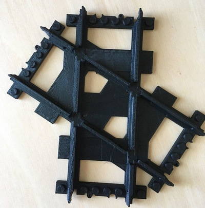 danish brick compatible train track cross studs by nils n3dp toys & games toy accesories play 3d print model - Mito3D