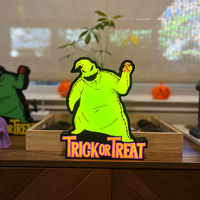 oogie boogie trick or treat lightbox by soulrider911 art signs & logos halloween trickortreat 3d print model - Mito3D