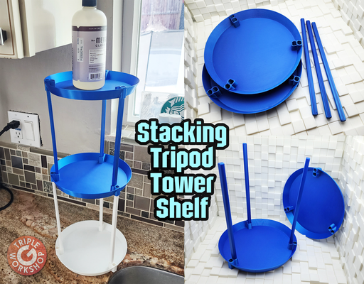 stacking tripod tower shelf by triplegworkshop tools organizers wall starwars kids stackable easy tray multipart vertical stack rigid strong expandable catchall 3d print model - Mito3D