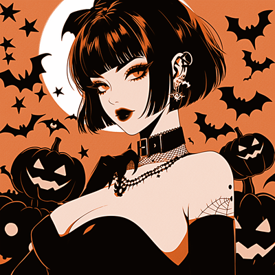 halloween goth girl 1 - hueforge by archork art signs & logos ams hueforged multicolor 2023 gothgirl pumpkin decor 3d print model - Mito3D