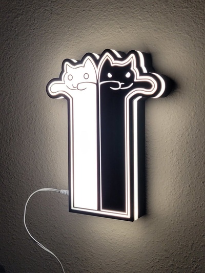 uzun kedi takgnol hafif kutu by revhazlett ev halkı dekor lamba 3d print model - Mito3D
