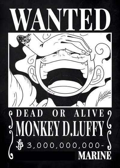 one piece wanted sign monkey d luffy by 3d prints week art signs & logos onepiece anime pirate multicolor black white funny nami chopper zorro sanji usopp 3d print model - Mito3D