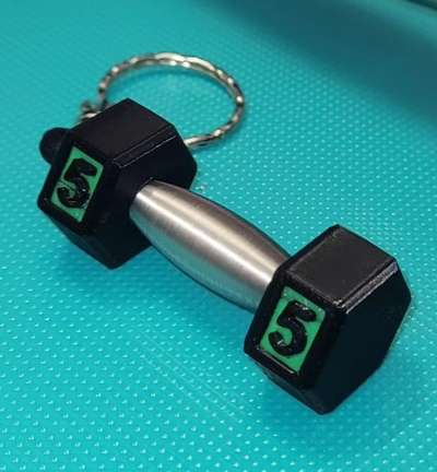 dumbbell keychain by chuck zrk hobby & diy sport outdoors barbell gym workout weight fitness bodybuilder muscle 3d print model - Mito3D