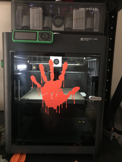 halloween decalcomania sanguinosa stampato mano by albick arte segni loghi sangue parete finestra bicchiere macchina scherzo cartello logo 3d print model - Mito3D