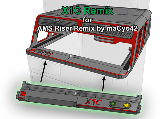 x1c remix ams riser by macyo42 remixed 3d printer accessories blv cob led light spool holder 3d print model - Mito3D