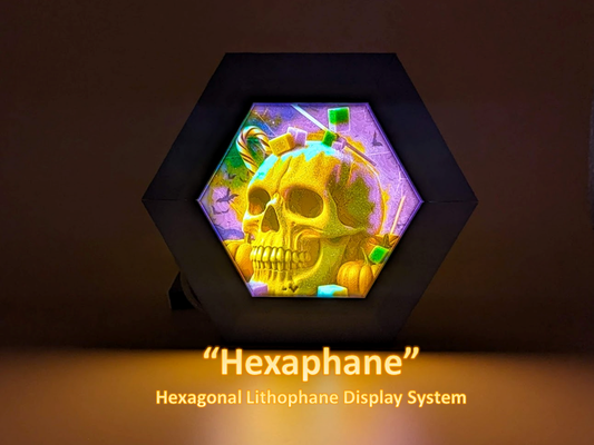 hexaphane display system halloween scenes by madmax3d household festivities lithophane case tealight led light box 3d print model - Mito3D
