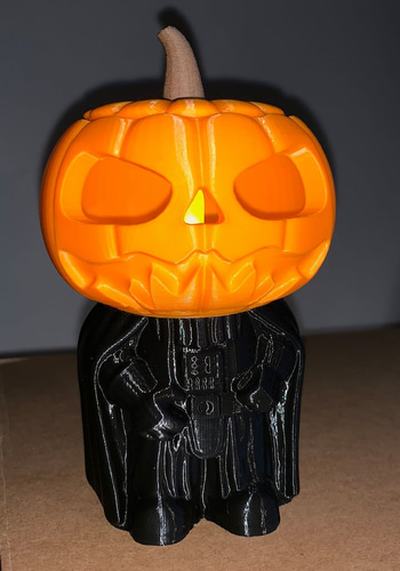 darth pumpkin 37mm led candle holder remixed by nils n3dp art sculptures vader darthvader star wars halloween remix 3d print model - Mito3D
