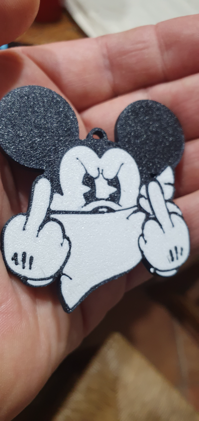 mickey fingers up keychain by p4mp3r072 art signs & logos 3d print model - Mito3D