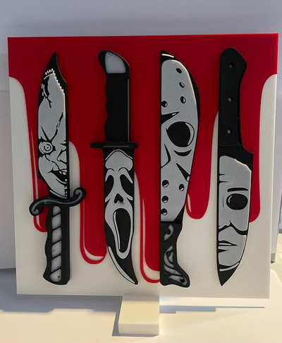 sfondo in piedi orrore coltelli by john rotherham arte 2d sangue urlare chucky halloween 3d print model - Mito3D