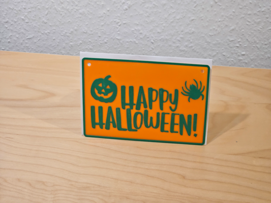 happy halloween card by filamentos art signs & logos sign 3d print model - Mito3D