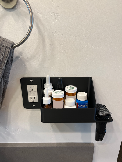 armazenamento estante saída montado by projeto casa modelos tampa bin parede suporte comprimido medicamento barbeador porta 3d print model - Mito3D
