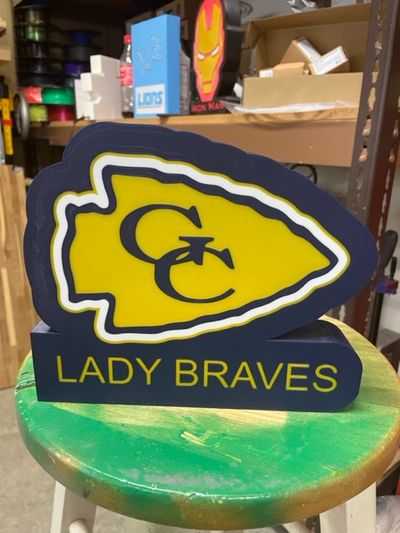 grant county lady braves light box by websters creations art signs & logos led school sports 3d print model - Mito3D