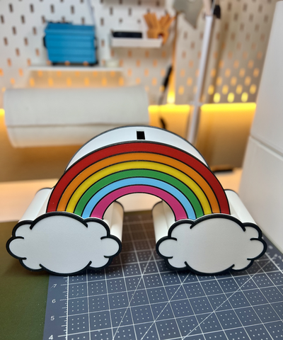 arco iris cofrinho by blaravie casa decoração dinheiro porquinho banco fofa moedas colorida nuvens feminino menina 3d print model - Mito3D
