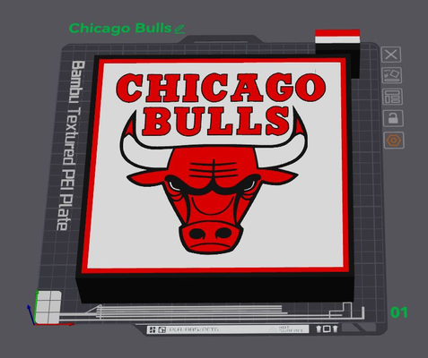 chicago tori guidato luce scatola by wizard7741 arte 2d pallacanestro squadra nba 3d print model - Mito3D