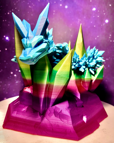 cristal figure afficher supporter by 3dimension douane miniatures créatures dragon roche montagne jouet monter étagère décor 3d print model - Mito3D