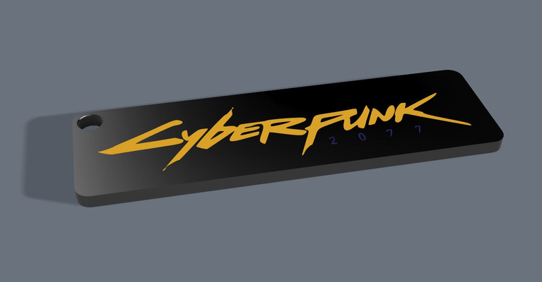 cyberpunk logo llavero ams by forja jugador arte 2d punk juego decoración llave cadena multi color 3d print model - Mito3D
