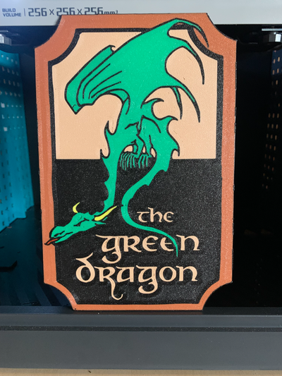 vert dragon logo by gare sb art panneaux logos der appel hobbit 3d print model - Mito3D